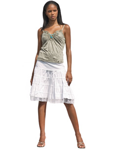 Gypsy it up with this glamorous white skirt. The net underneath the hem lifts the skirt for extra