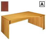 (A) Scandinavian Real Wood Veneer Right-Hand Curved Desk - Mahogany