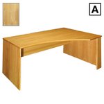 (A) Scandinavian Real Wood Veneer Right-Hand Curved Desk - Oak