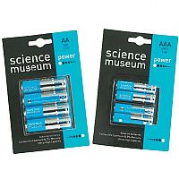 A pack of 4 batteries by the Science Museum in either AA or AAA size