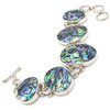 This fabulous bracelet uses abalone shell to dramatic effect in a bold, eye-catching design. Bling i