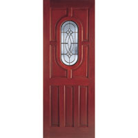 Stained hardwood external dowelled door with black