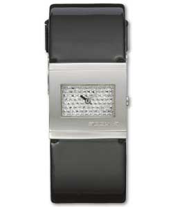 Accu.2 Ladies Black Patent Leather Strap Watch