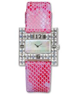 Accu.2 Ladies Pink Python Effect Leather Strap Watch