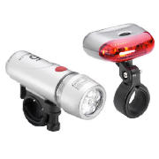 This Activequipment LED light set has a 3-function flashing white front LED and 3 function rear LEDs