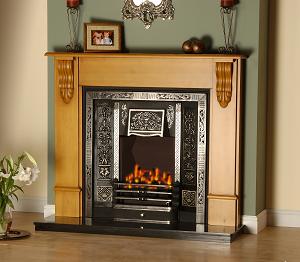 Wood Surround
Buxton Cast tile panel Cast back plate
Black granite Hearth
XL Gas Tray Fire