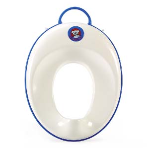 Baby Bjorn toilet trainer seat in white and blue.