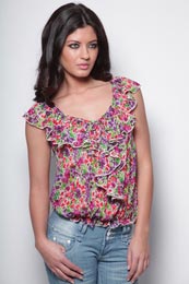 Unbranded Adriana Ruffle Neck Floral Blouse
