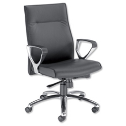 Alsace Manager ArmchairSynchro-TiltSeat WxDxH: 500x480x410mmBackrest Height: 830mmBlack Leather