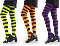 Adult sized hooped tights in fantastic halloween colours