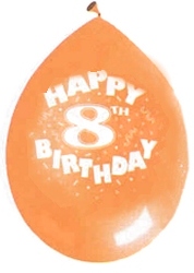 Age 8 latex balloon - assorted colours