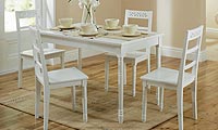 All in ivory effect. Easy home assembly.   Dining Table and Four Chairs. Rectangular table and 4