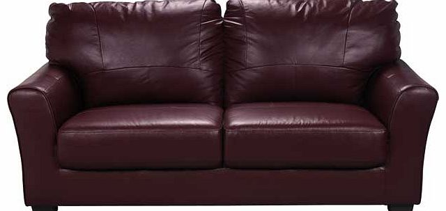 Unbranded Alessio Leather Regular Sofa - Dark Red
