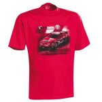 An Alfa red T-shirt with the Alfa Romeo 156 race c