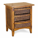 Alicia rattan and wood 3 draw nightstand furniture