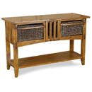 Alicia rattan and wood console table furniture