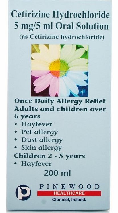 Cetirizine Hydrochloride 5mg/5ml Oral Solution is for the treatment of hayfever (seasonal allergic rhinitis), perennial allergic rhinitis (a similar condition to hayfever, caused by allergies that continue throughout the year) and urticaria (swelling