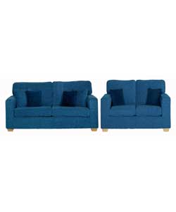 Ally 3 Seater Plus 2 Seater Blue Suite