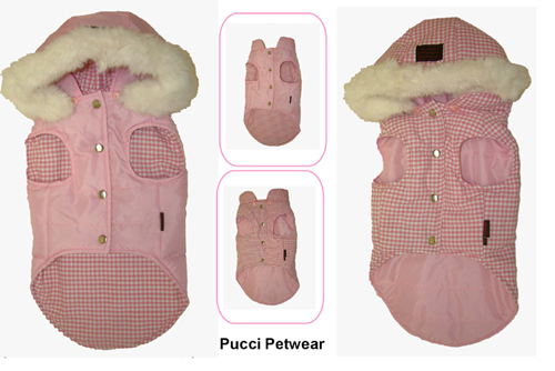 Alpine Coat Dog Jacket in powder pink- black or red.