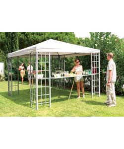 Includes bar table.Water resistant canopy