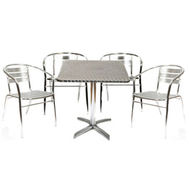 Unbranded Aluminium Bistro and 4 Chair Set