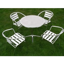 Aluminium Bistro Set - 80cm dia table and 4 chairs