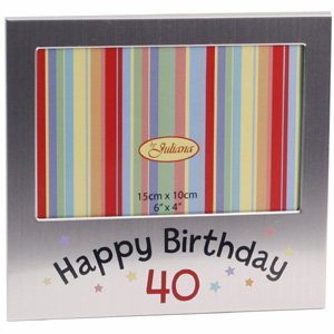 Unbranded Aluminium Happy 40th Birthday Photo Frame