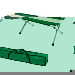 Aluminium frame Bed folds into a smart green shoulder/carry bag Standard delivery charge of 