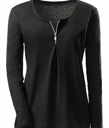 A top for any occasion! It has a fashionable zip fastening at the rounded neckline, with decorative pleat at the front. Ambria Top Features: Great Pure Wear fabric Flattering and Casual fit Delicate wash max. 30C 50% Organic Cotton (Pure Wear), 50% 