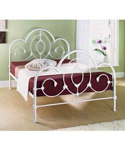 Amelia Ivory Double Bedstead - Firm Mattress.Metal frame with gloss white finish.Firm