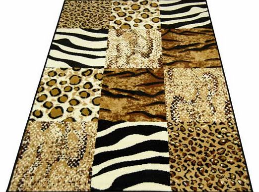 This fantastic rug incorporates various animal prints within an on-trend patchwork design. Extremely hardwearing. this rug is suitable for all areas of the home. 100% polypropylene. Non-slip backing. Clean with a sponge and warm soapy water. Size L12