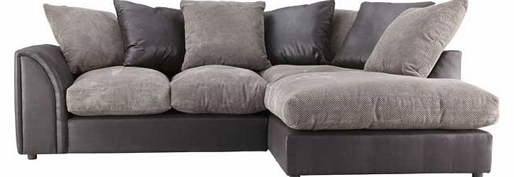 The comfy Annabelle right hand corner sofa is the perfect addition to any living room. With a mixture of jumbo cord and leather effect material in a beautiful charcoal shade and features like wooden legs. this sofa is stylish great value for money. T