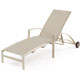 A beautiful aluminium and textilene reclining lounger with wheels.