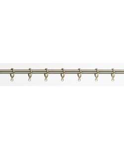 Includes 3 brackets, 30 curtain rings and fixings. Supplied in 2 sections and extends from 165 to