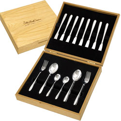 Canteen includes 8 x knives, 8 x forks, 8 x spoons, 8 x teaspoons and one wood box. All cutlery is d