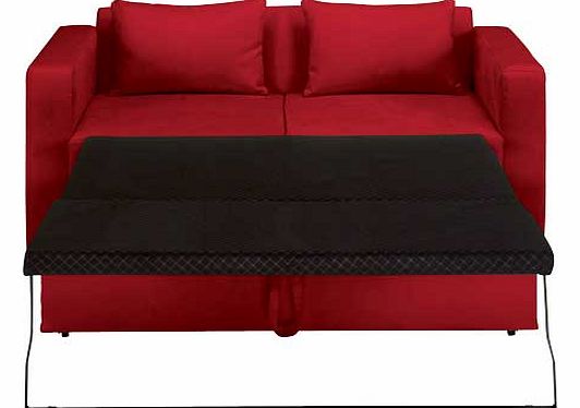 A contemporary style. this Apartment metal action sofa bed is upholstered in red suede effect fabric. and has removable back cushions. Part of the Apartment collection Metal action Fold out bed mechanism. Small double. Fabric upholstery. Plastic feet
