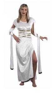 The Greek Goddess of love and romance here to whisk you off your feet. A white velvet look dress wit