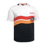 This stylish T-Shirt features the Aprilia logo and lettering on the left of the chest with a larger 