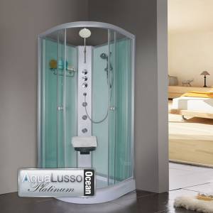 Unbranded Aqualusso Crystal Shower Cabin 800mm- Ocean