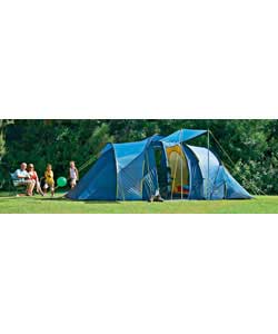 An ideal family camping tent with twin bedroom compartments and large living area. Suitable for