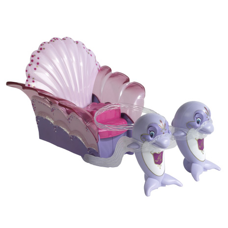 Ariel is transported around the ocean in style in this beautiful carriage which comes with a treasur