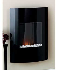 Heater provides 700 watts of energy efficient heat with realistic ribbon flame effect and remote con