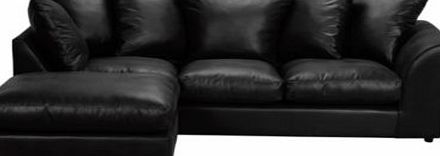 Unbranded Arnie Leather Effect Left Hand Corner Sofa - Black