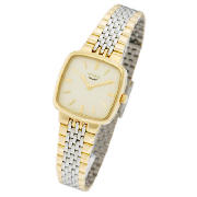 This Artemis ladies gold plated watch has quartz analogue movement with a two tone gold coloured sta