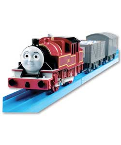 The cheerful tank engine has removable cargo. Track not included. Requires 1 x AA battery (not