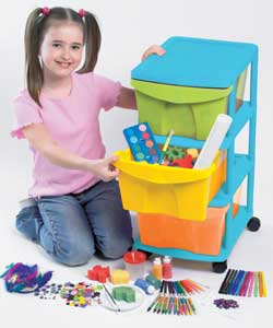 A handy mobile storage system containing over 200 art and craft pieces. Contents include 100 foam