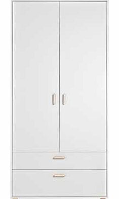 This funky retro style Arvika 2 door 2 drawer wardrobe with real wooden splayed legs and a slick handleless design is sure to make an eye catching statement in any bedroom. Scandinavian style. featuring wooden legs and handles. Drawers also feature a