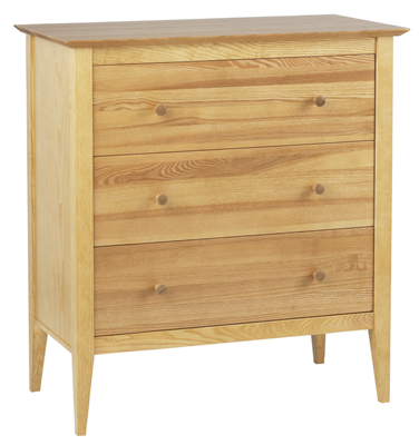 ASH 3 DRAWER CHEST OF DRAWERS FROM THE CORNDELL METROPOLITAN RANGE IN A GOLD FINISH