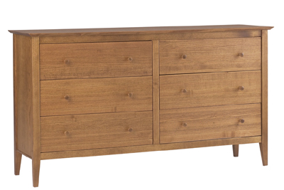 ASH 6 DRAWER WIDE CHEST OF DRAWERS FROM THE CORNDELL METROPOLITAN RANGE IN A TAN FINISH