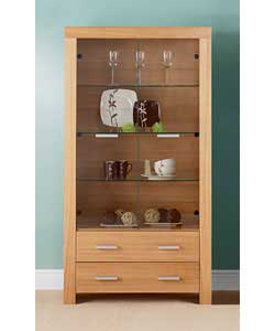 Size (W)100, (D)33, (H)188cm. Oak veneer (excluding internal surfaces and shelves) display unit with